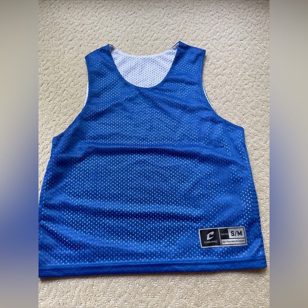 Champro Youth S/M Blue White Reversible Practice Pinnie Jersey